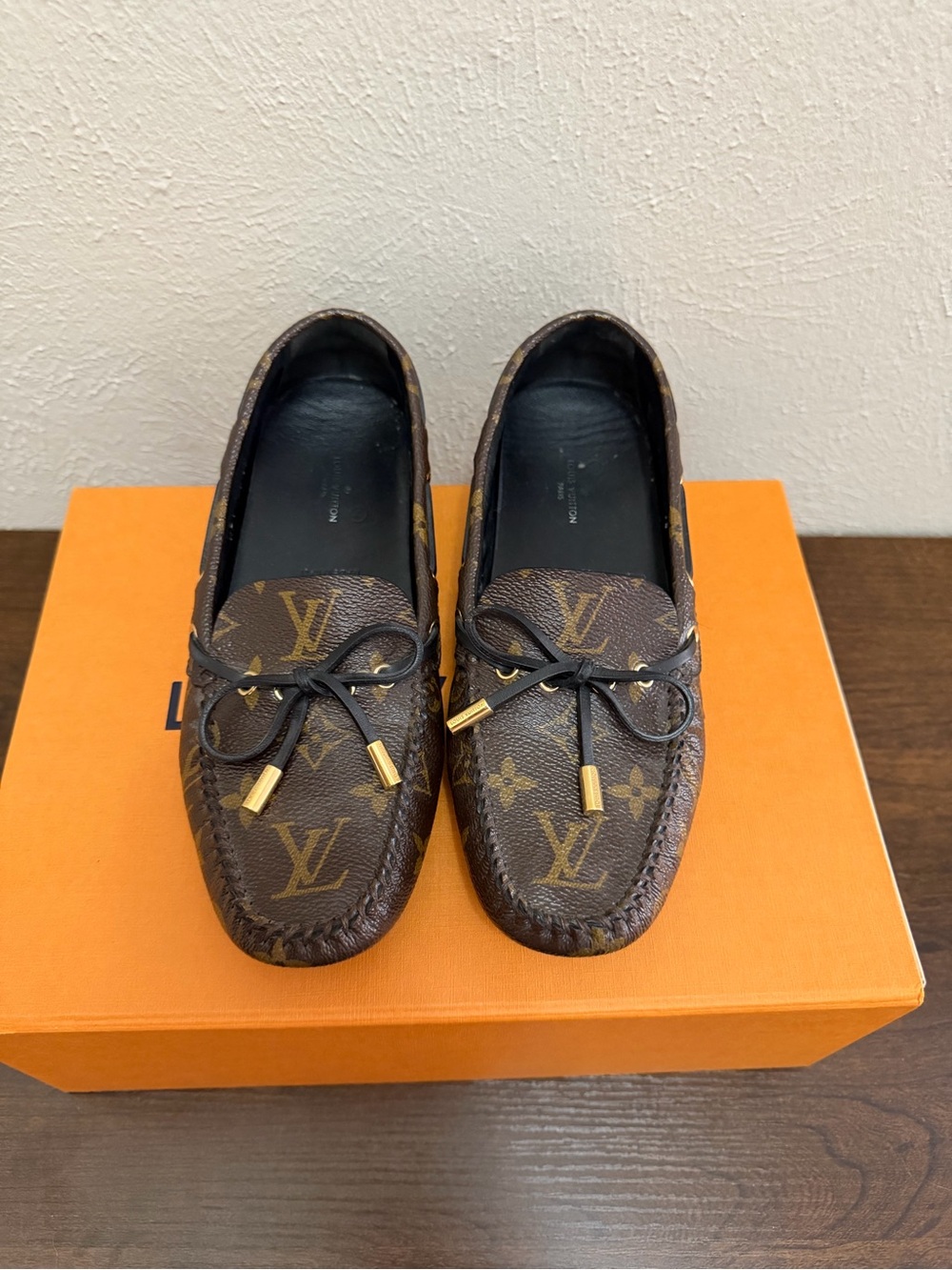 Louis Vuitton Monogram Canvas Driving Moccasins in Brown